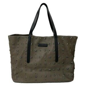 JIMMY CHOO Sofia - Gray Beige Black Leather Tote Bag